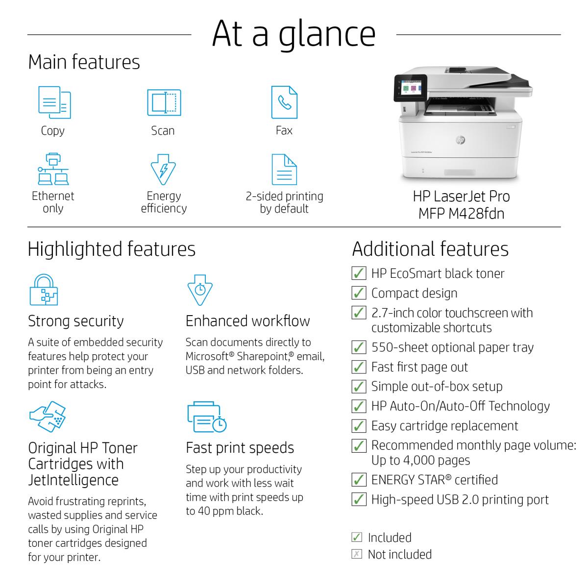 LaserJet Pro M428fdn - Multifunction Printer - Laser - A4 - USB / Ethernet