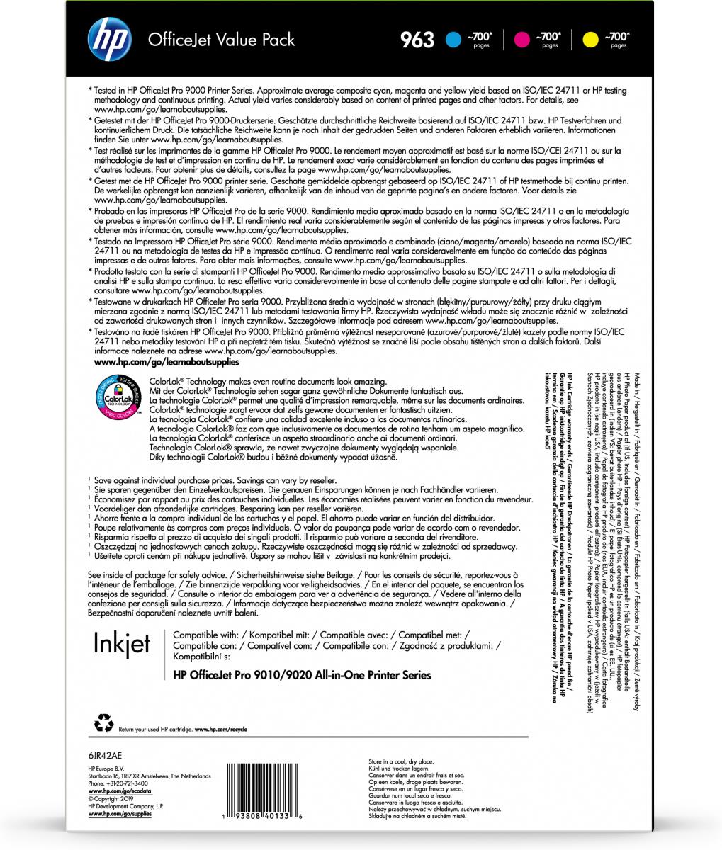 Office Value Pack - Ink Cartridge - No 963 - CMY - Paper