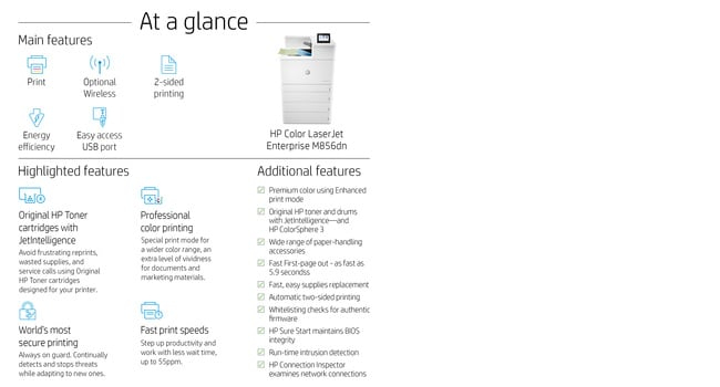 LaserJet Enterprise M856dn - Color Printer - Laser - A3 - USB / Ethernet