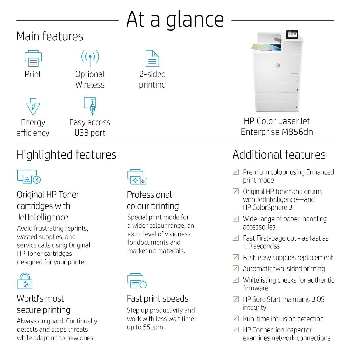 LaserJet Enterprise M856dn - Color Printer - Laser - A3 - USB / Ethernet