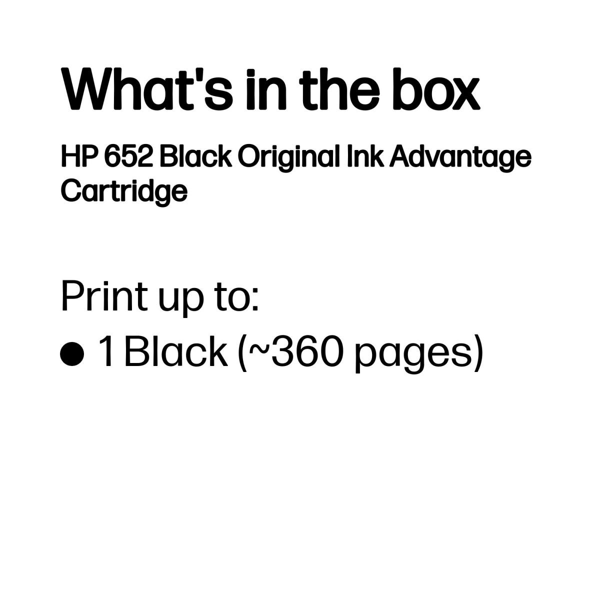 Ink Cartridge - No 652 - 360 Pages - Black