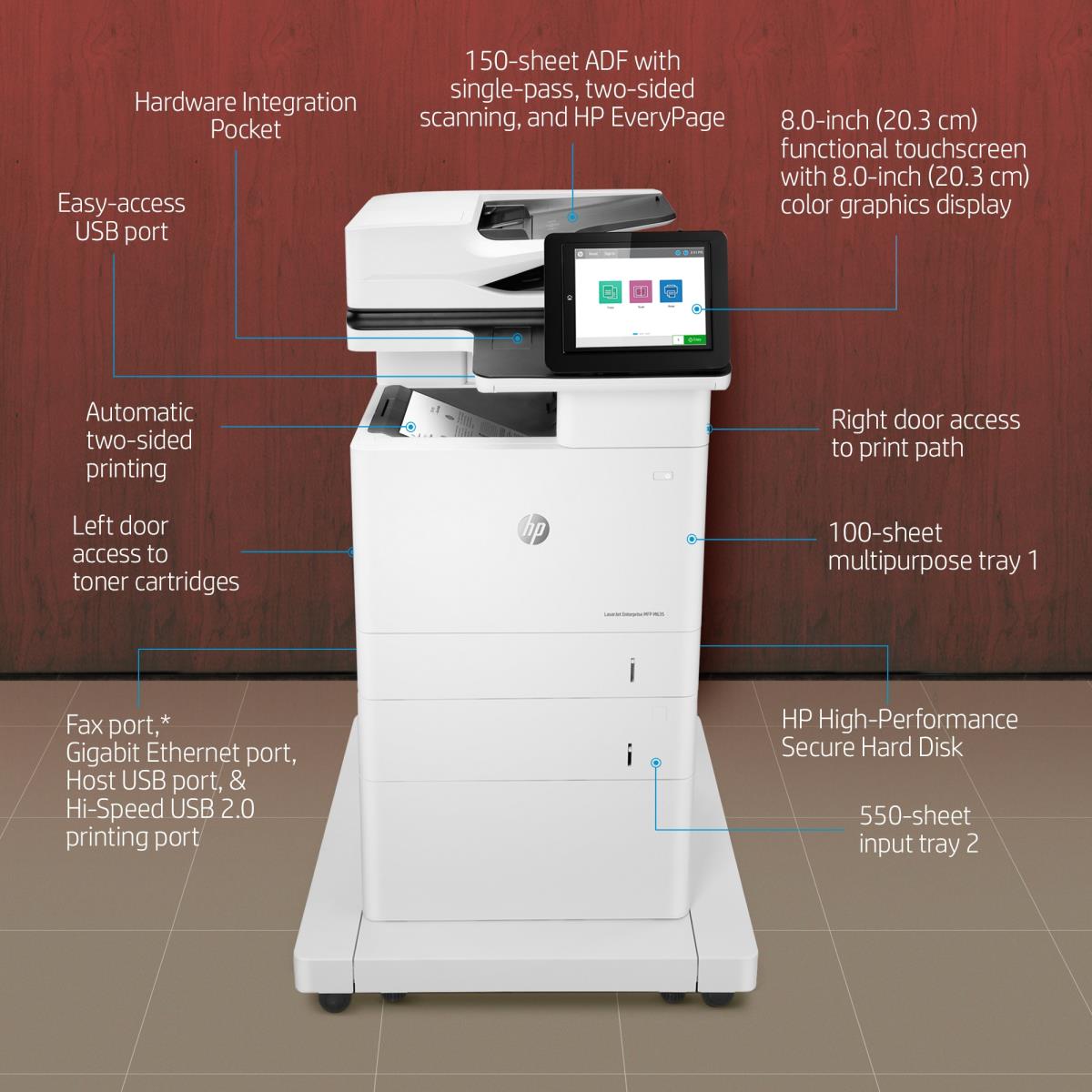LaserJet Enterprise M635fht - Multifunction Printer - Laser - A4 - USB / Ethernet