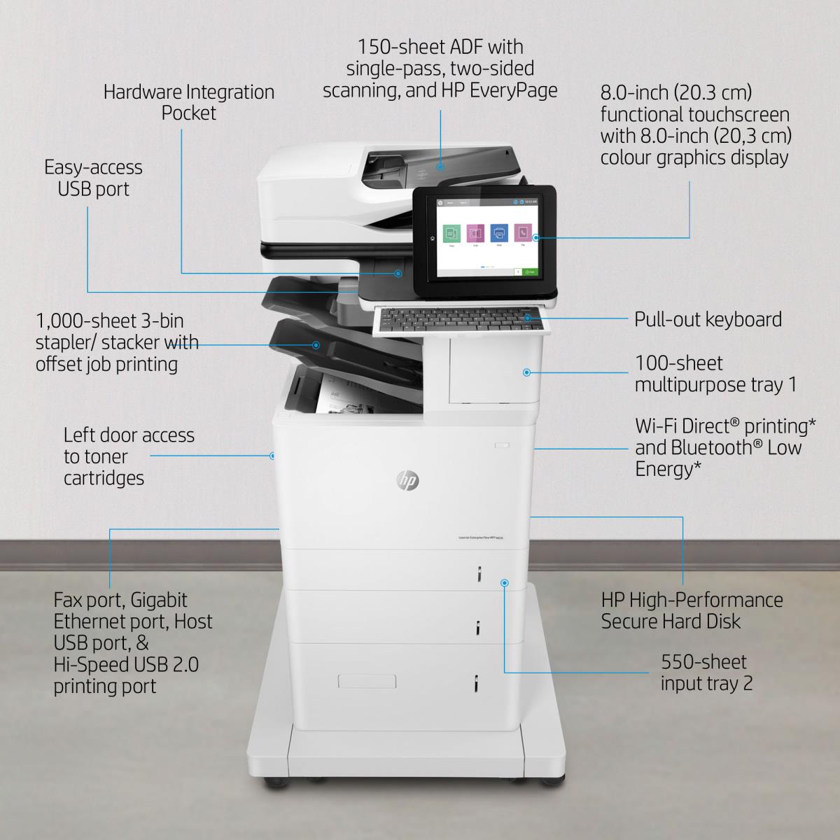 LaserJet Enterprise Flow M636z - Multifunction Printer - Laser - A4 - USB / Ethernet
