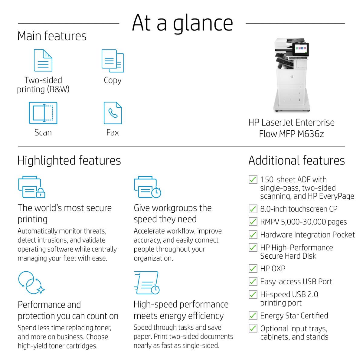 LaserJet Enterprise Flow M636z - Multifunction Printer - Laser - A4 - USB / Ethernet