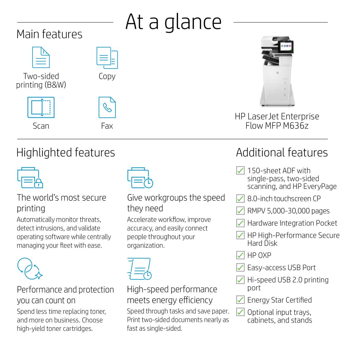 LaserJet Enterprise Flow M636z - Multifunction Printer - Laser - A4 - USB / Ethernet