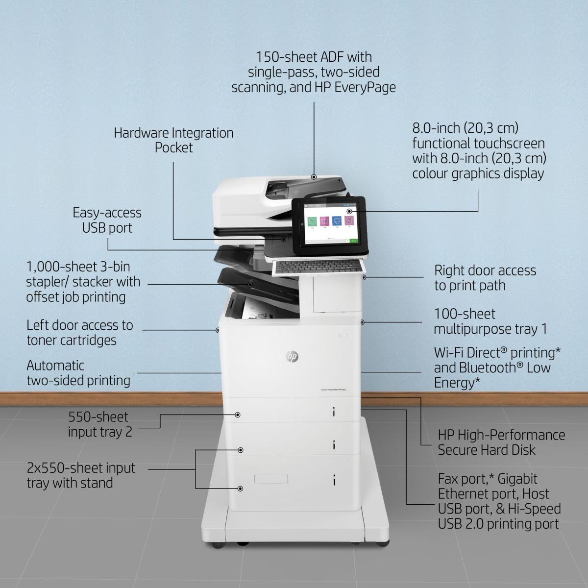 LaserJet Enterprise Flow M635z - Multifunction Printer - Laser - A4 - USB / Ethernet