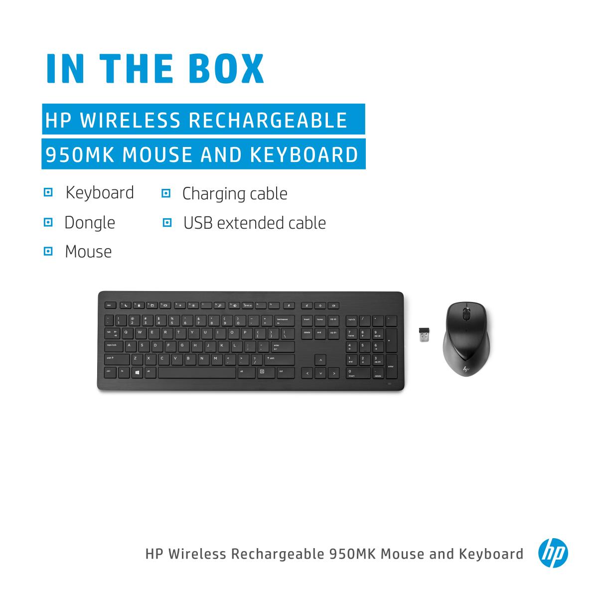 Wireless Rechargeable 950MK Keyboard and Mouse - Qwerty int'l