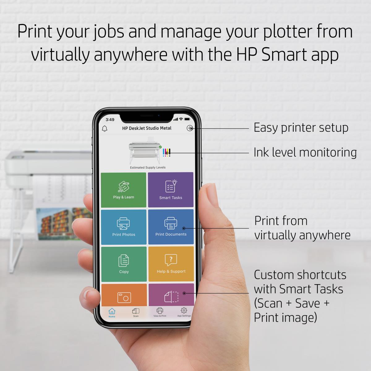 DesignJet Studio Steel - Color Printer - Inkjet - 24in - USB / Ethernet / Wi-Fi