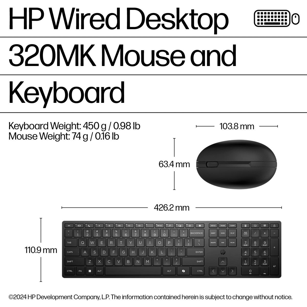 Wired Desktop 320MK Keyboard and Mouse - Azerty Belgian