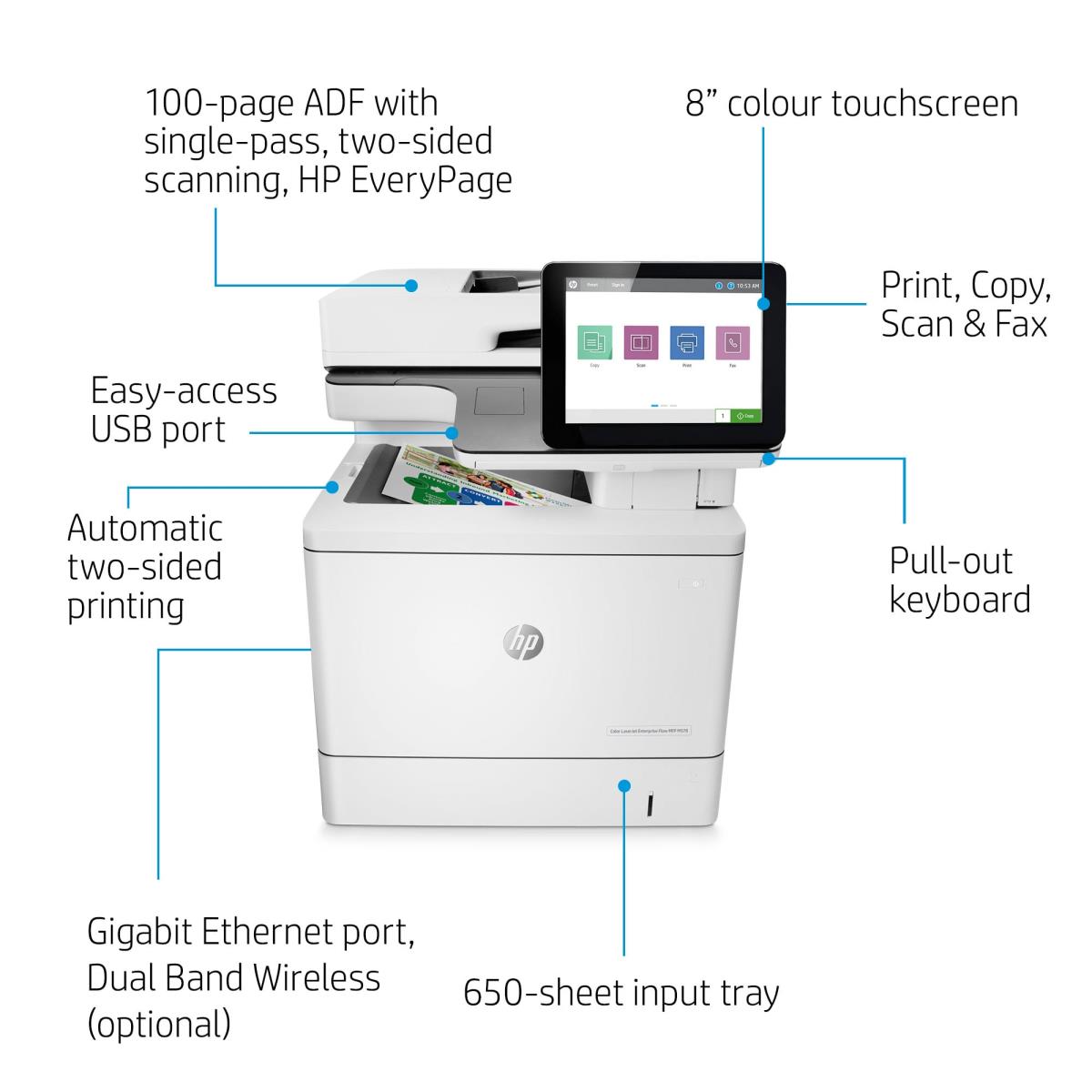 LaserJet Enterprise Flow M578c - Color Multifunction Printer - Laser - A4 - USB / Ethernet