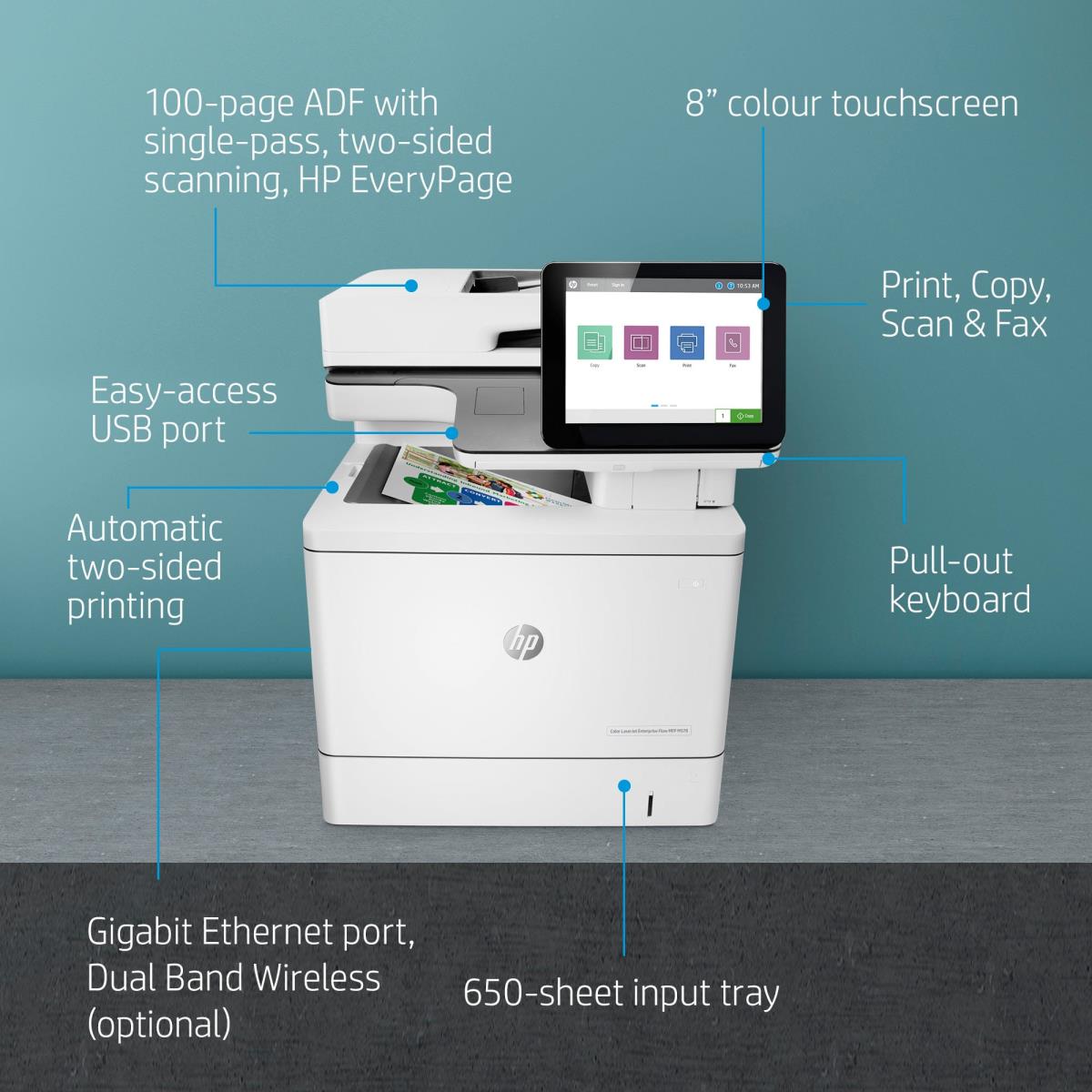 LaserJet Enterprise Flow M578c - Color Multifunction Printer - Laser - A4 - USB / Ethernet