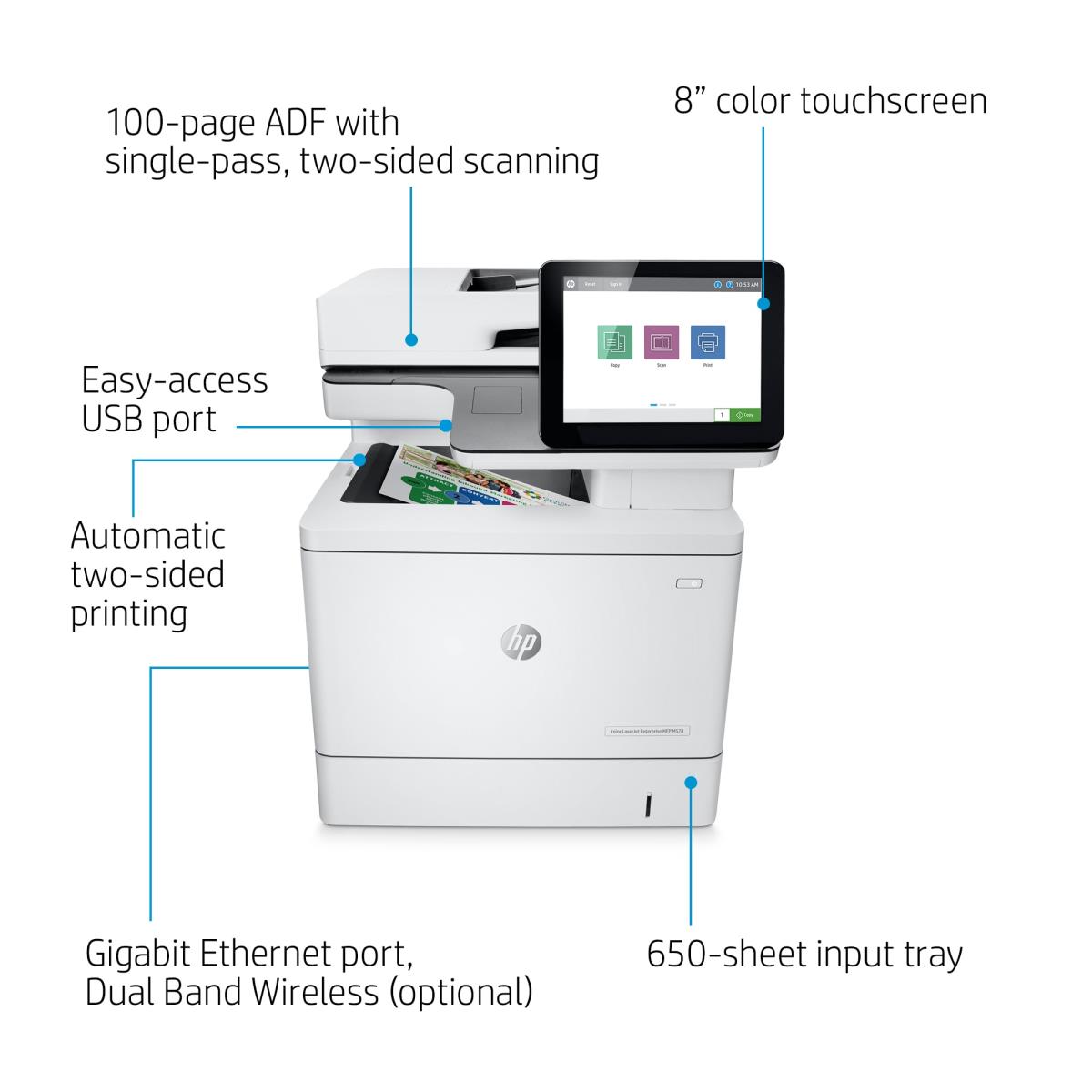 LaserJet Enterprise M578dn - Color Multifunction Printer - Laser - A4 - USB / Ethernet