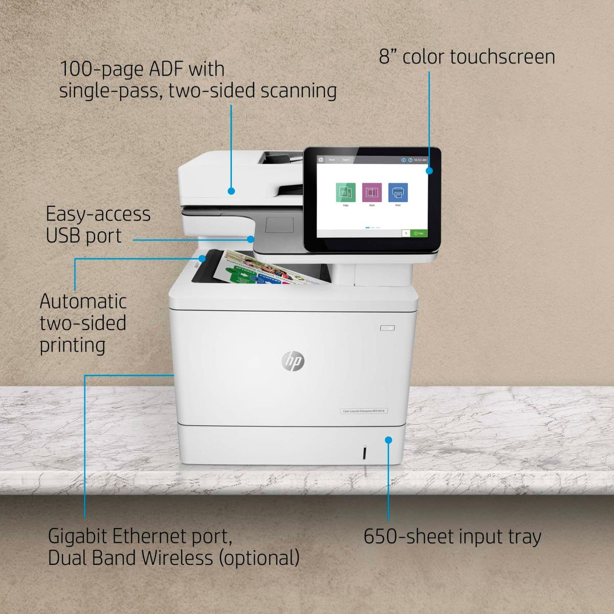 LaserJet Enterprise M578dn - Color Multifunction Printer - Laser - A4 - USB / Ethernet
