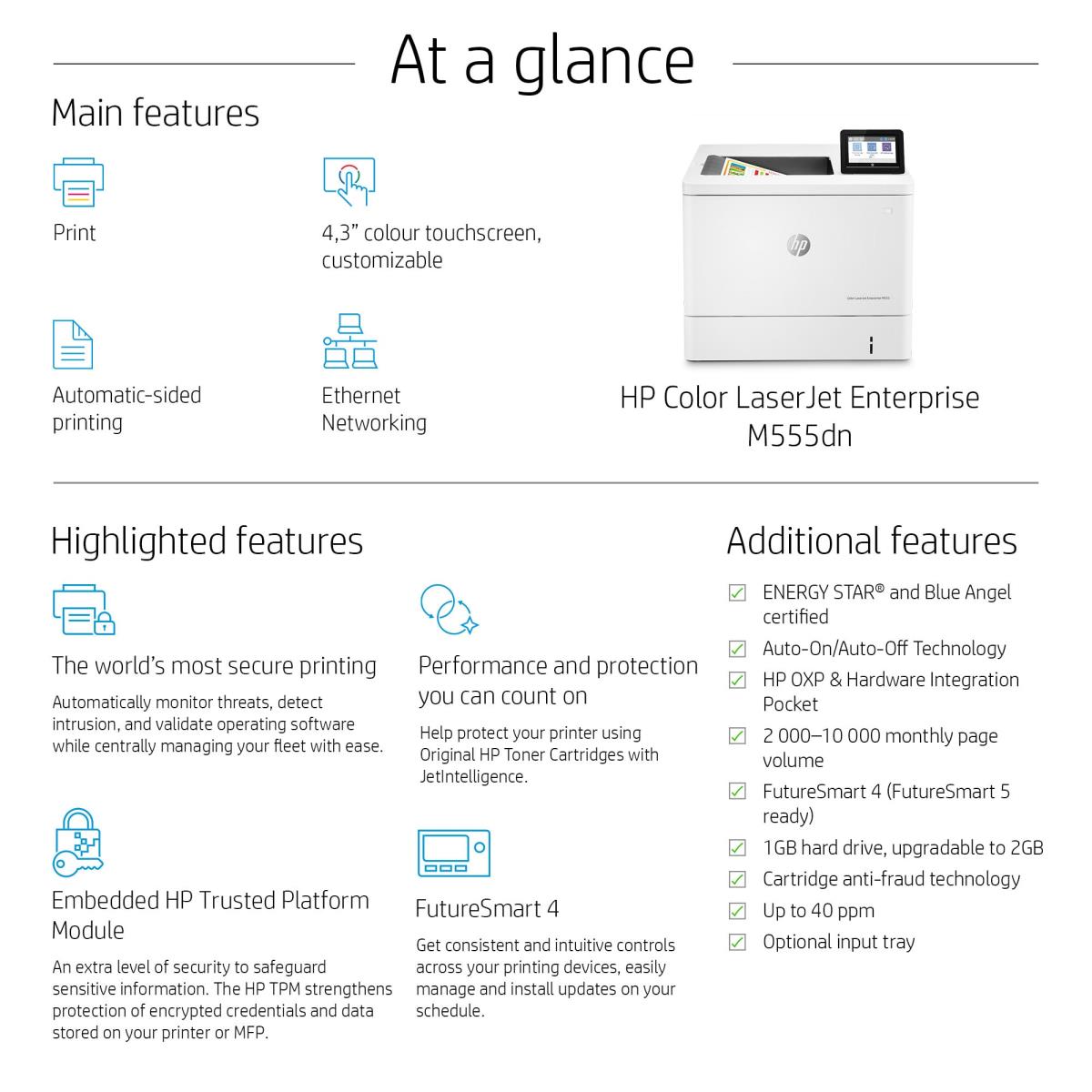 LaserJet Enterprise M555dn - Color Printer - Laser - A4 - USB / Ethernet