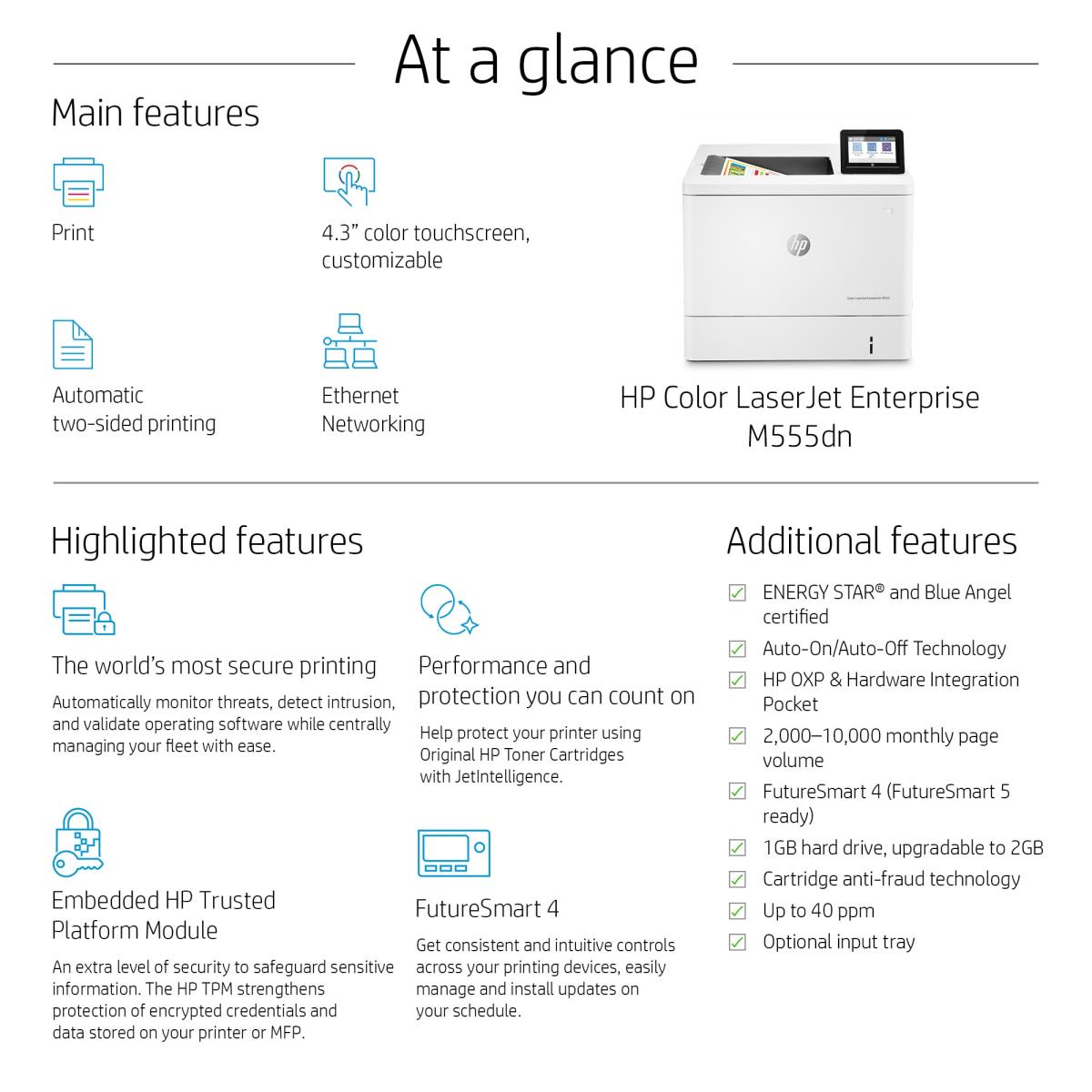 LaserJet Enterprise M555dn - Color Printer - Laser - A4 - USB / Ethernet