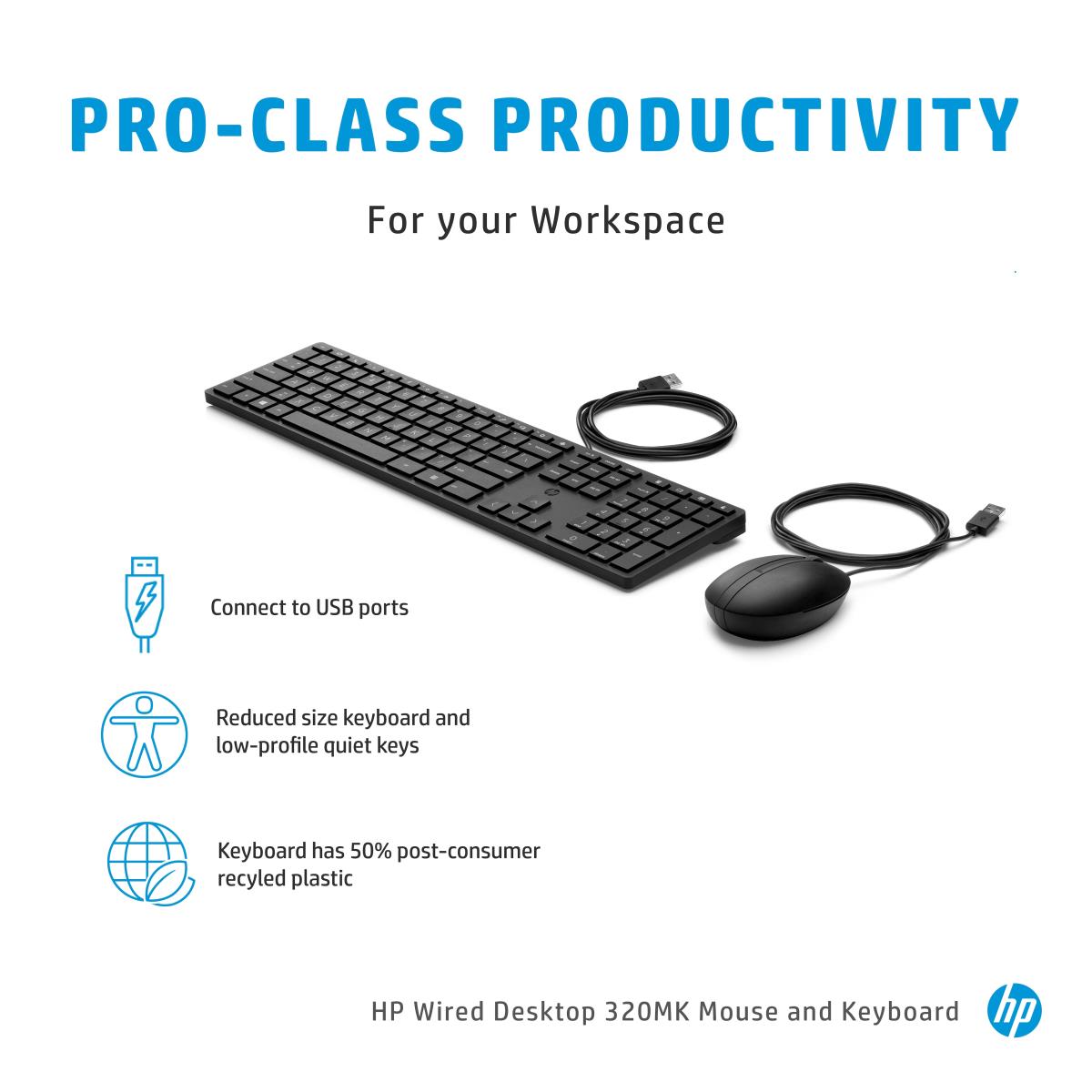 Wired Desktop 320MK Keyboard and Mouse - Qwerty Int'l