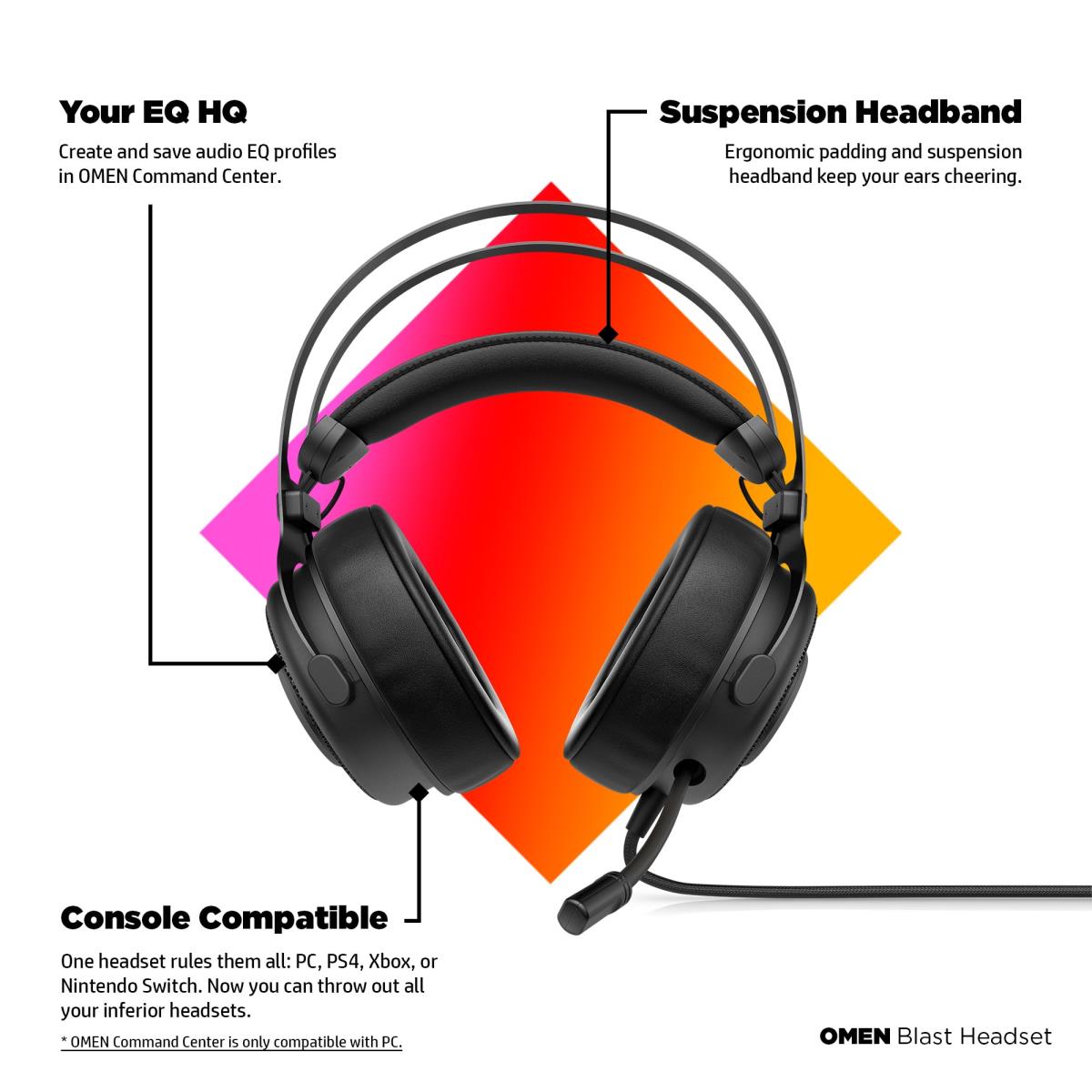 Headset OMEN Blast Gaming - Stereo - USB - Black