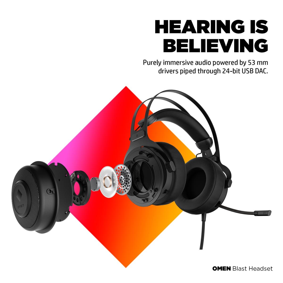 Headset OMEN Blast Gaming - Stereo - USB - Black