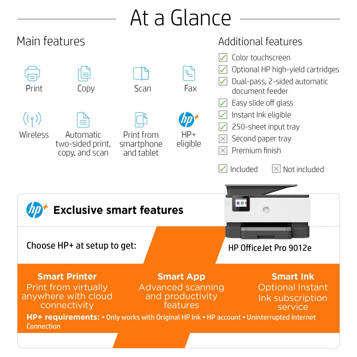 OfficeJet Pro 9012e - Color All-in-One Printer - Inkjet - A4 - USB / Ethernet / Wi-Fi