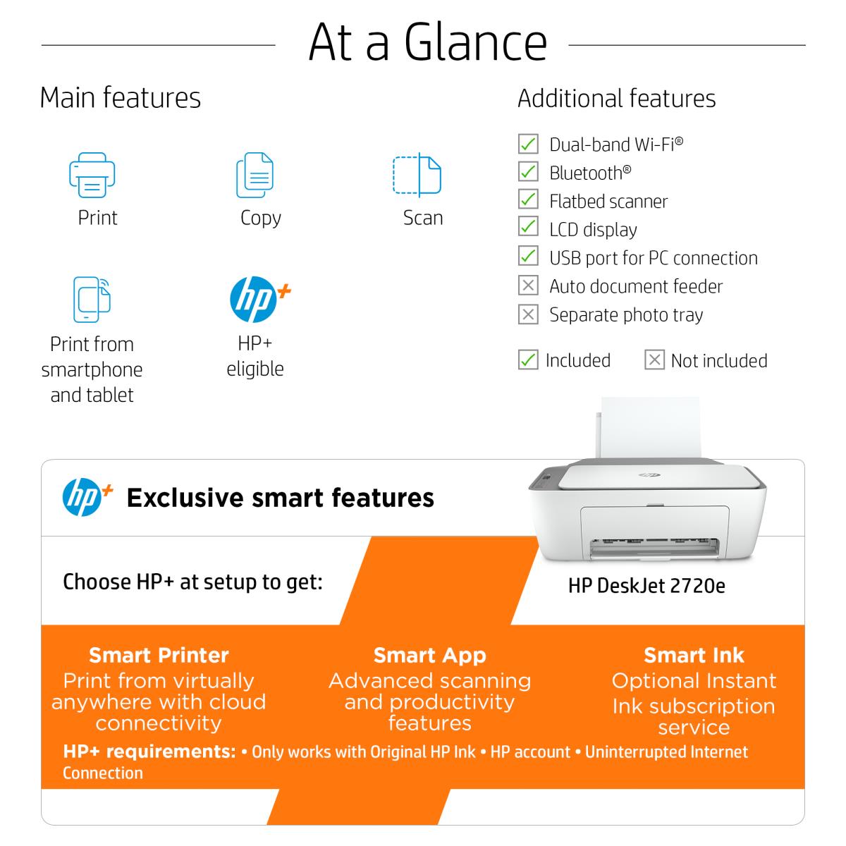 DeskJet 2720e - Color All-in-One Printer - Inkjet - A4 - USB