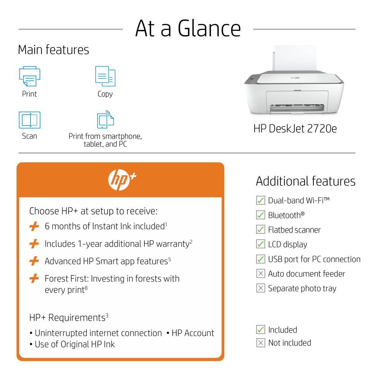 DeskJet 2720e - Color All-in-One Printer - Inkjet - A4 - USB