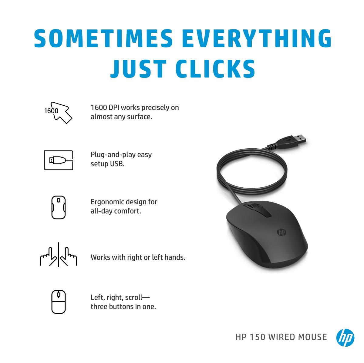 Wired Mouse - 150 - USB - Optical