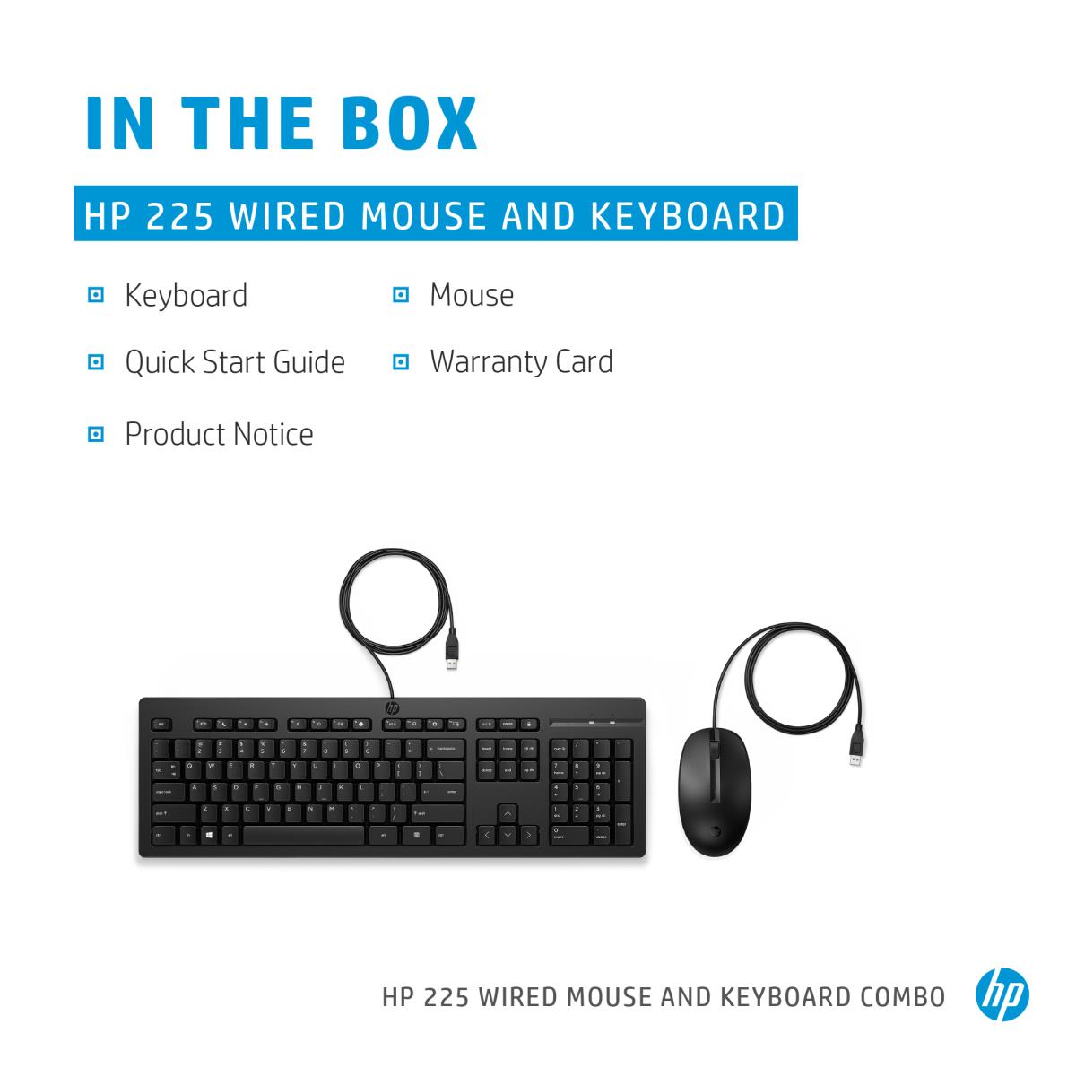 Wired Keyboard and Mouse 225 - Black - Azerty Belgian