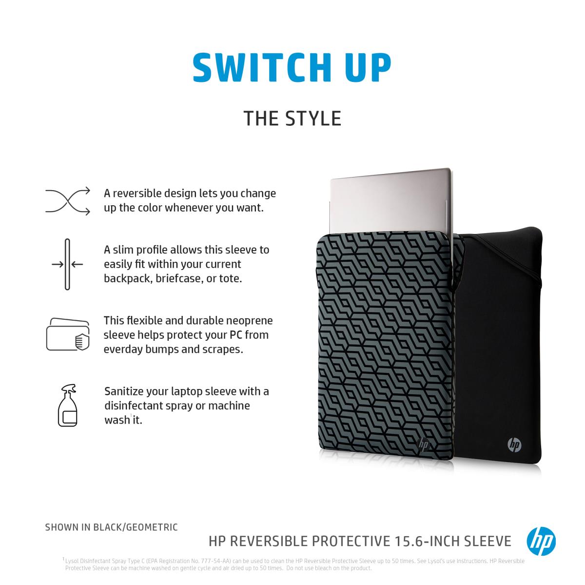 Reversible Protective - 15.6in Notebook Sleeve - Silver