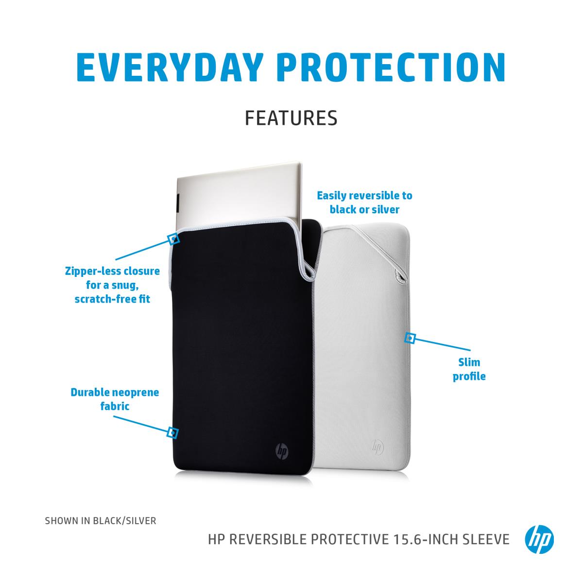 Reversible Protective - 15.6in Notebook Sleeve - Silver