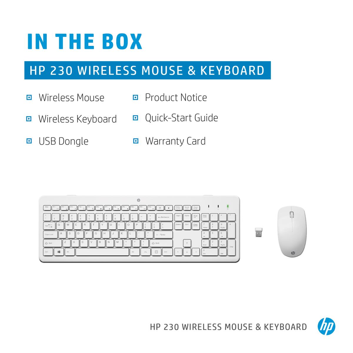 Wireless Keyboard and Mouse 230 Combo - White - Azerty Belgian
