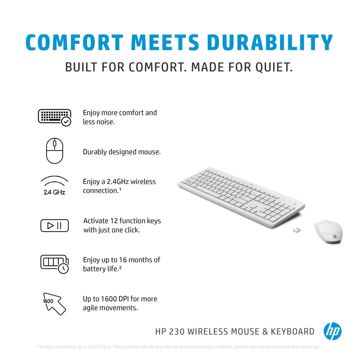 Wireless Keyboard and Mouse 230 Combo - White - Qwerty Int''''l