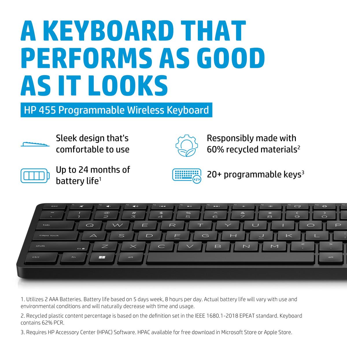 Programmable Wireless Keyboard 455 - Bulk Qty.12 - Qwerty Int''l