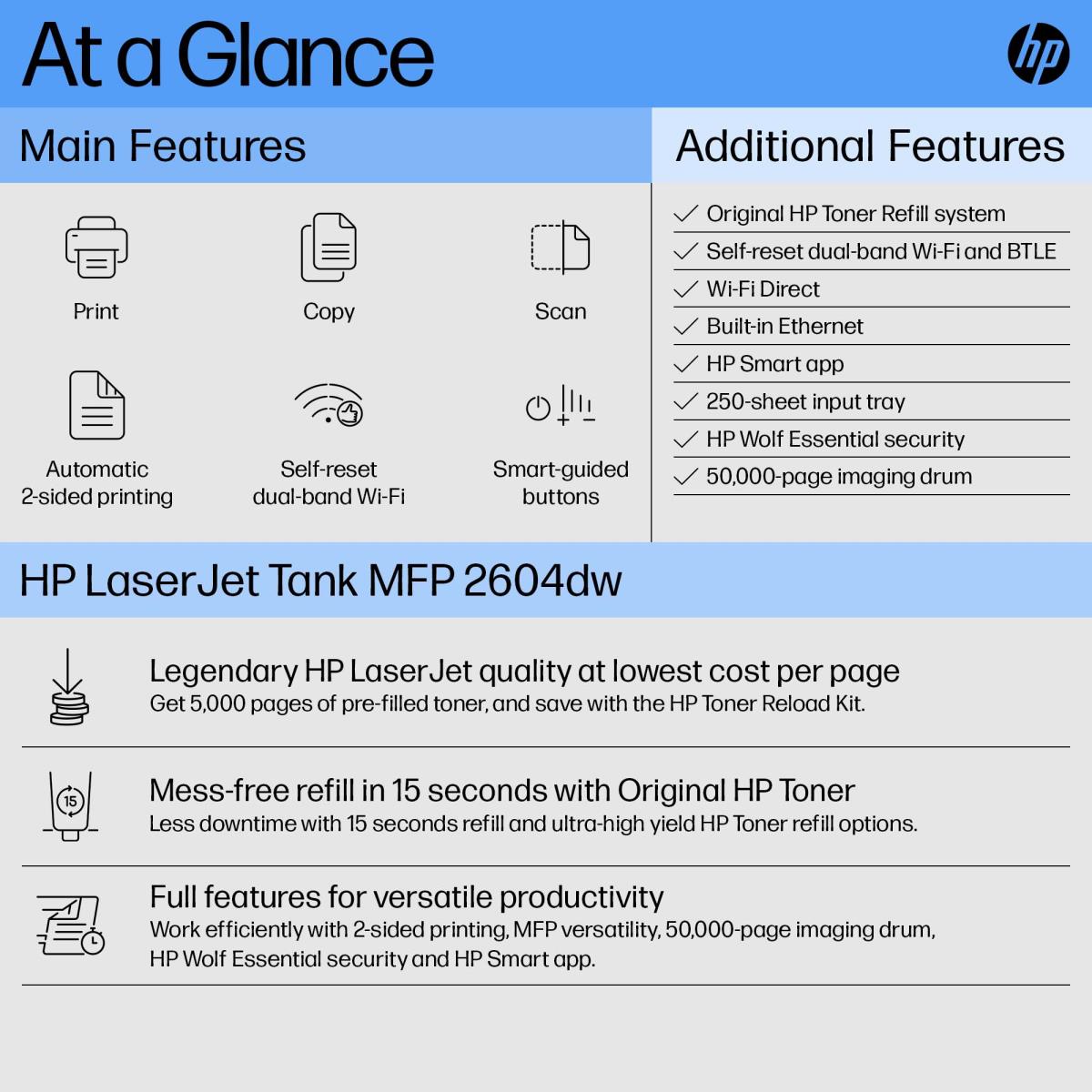 LaserJet Tank 2604dw - Multifunction Printer - Laser - A4 - USB / Ethernet / Wi-Fi