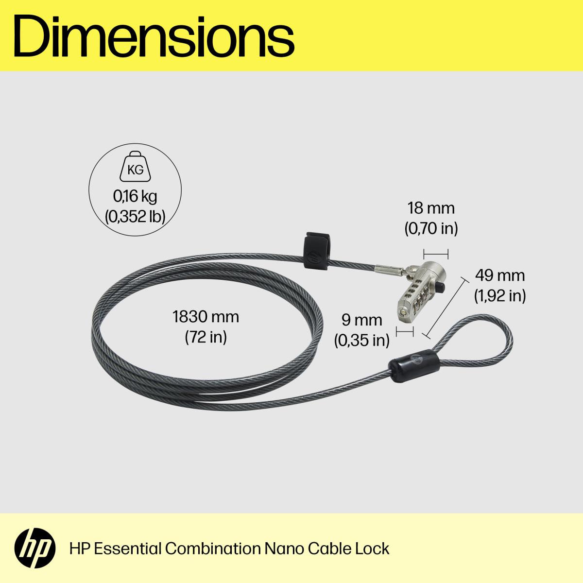 Essential Nano Combination Cable Lock