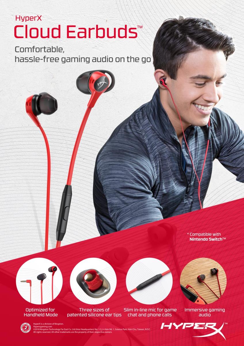 HyperX Cloud Earbuds - Red/Black