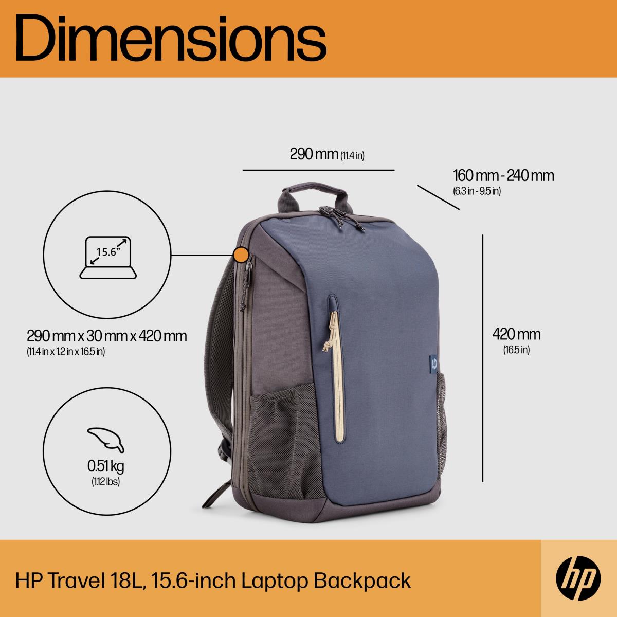 Travel 18 Liter - 15.6in Notebook Backpack - Iron Grey