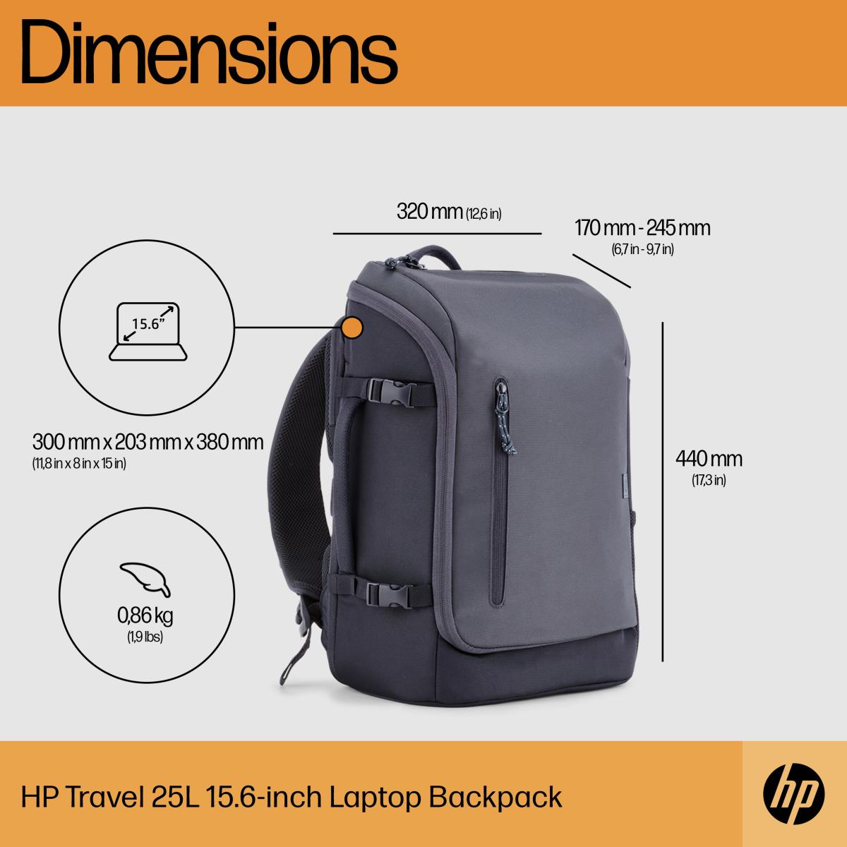 Travel 25 Liter - 15.6in Notebook Backpack - Iron Grey