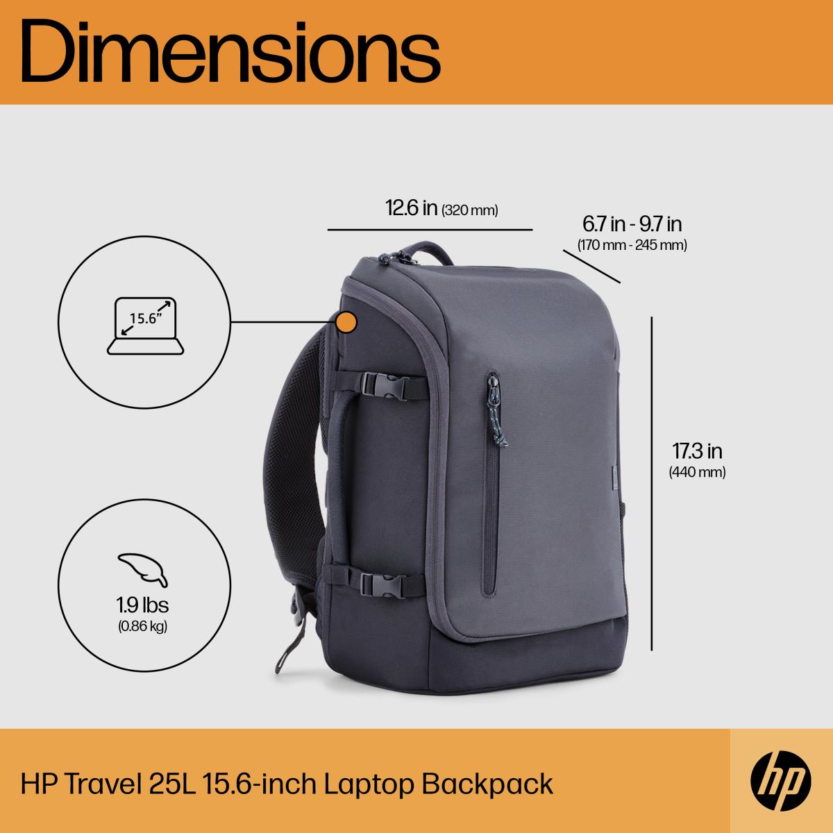 Travel 25 Liter - 15.6in Notebook Backpack - Iron Grey