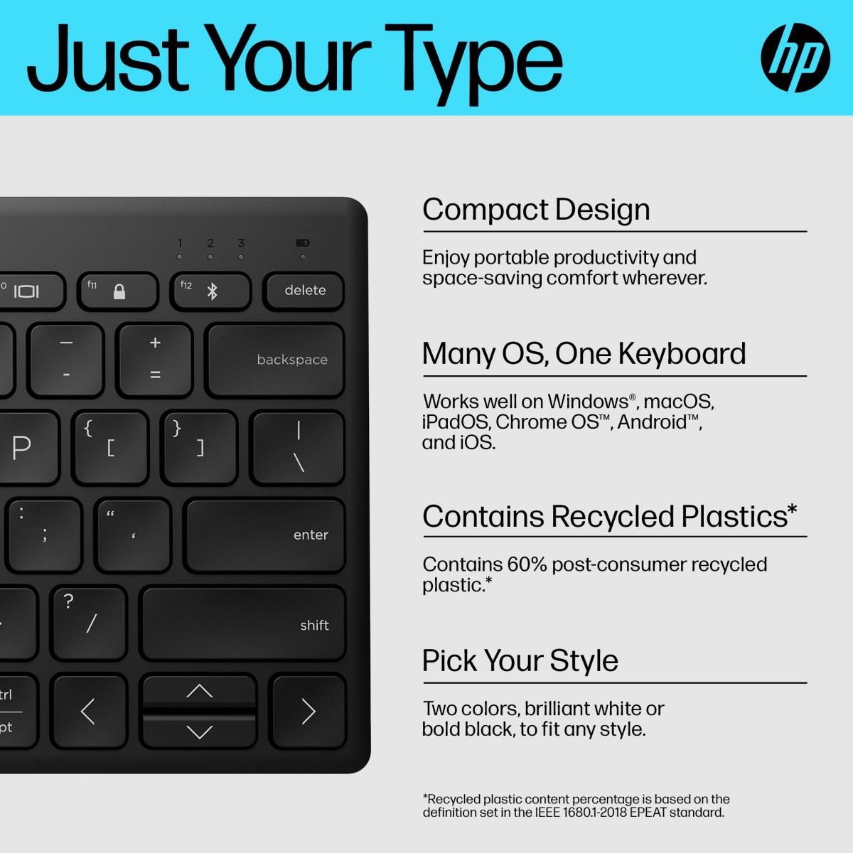 Compact Multi-Device Bluetooth Keyboard 350 - Black - Qwerty Int'l