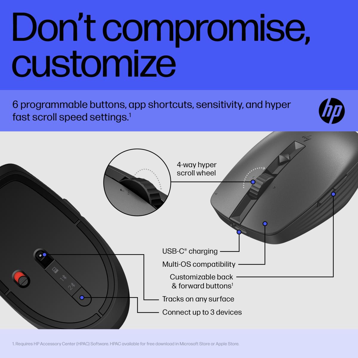 Wireless Rechargeable Multi-Device Mouse - 715 - Black