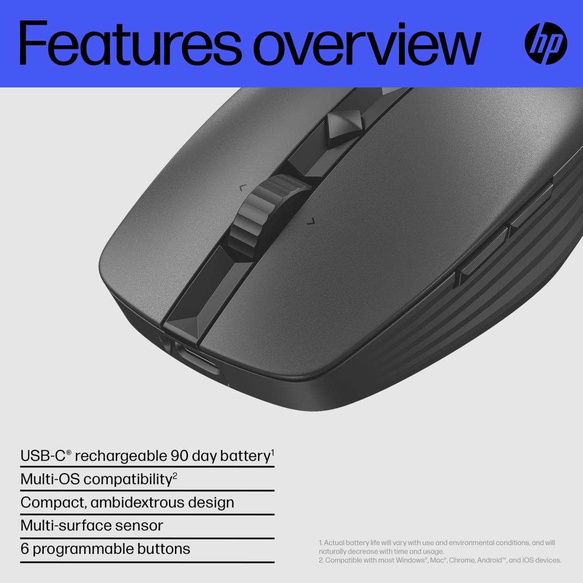 Wireless Rechargeable Multi-Device Mouse - 715 - Black