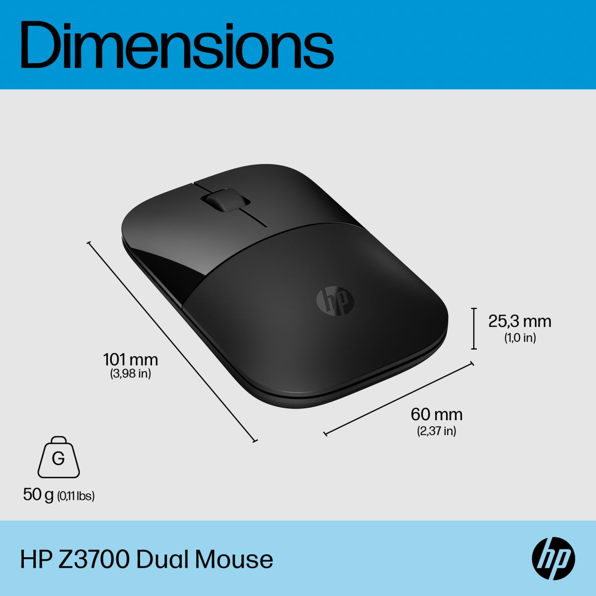 Wireless Mouse - Z3700 Dual Black - USB/Bluetooth