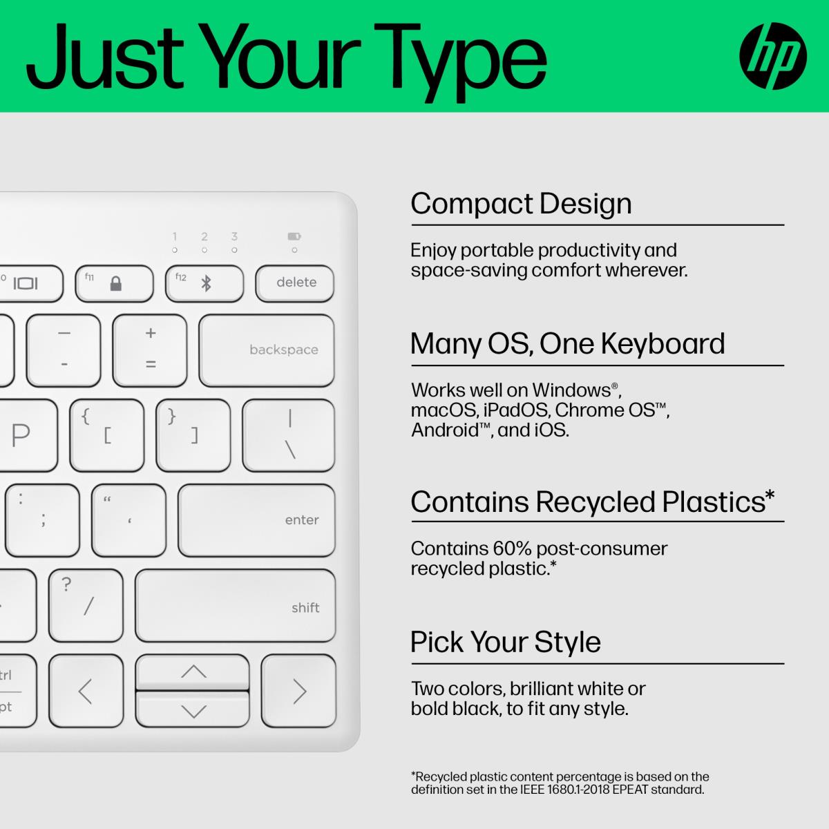 Compact Multi-Device Bluetooth Keyboard 350 - White - Qwerty Int'l