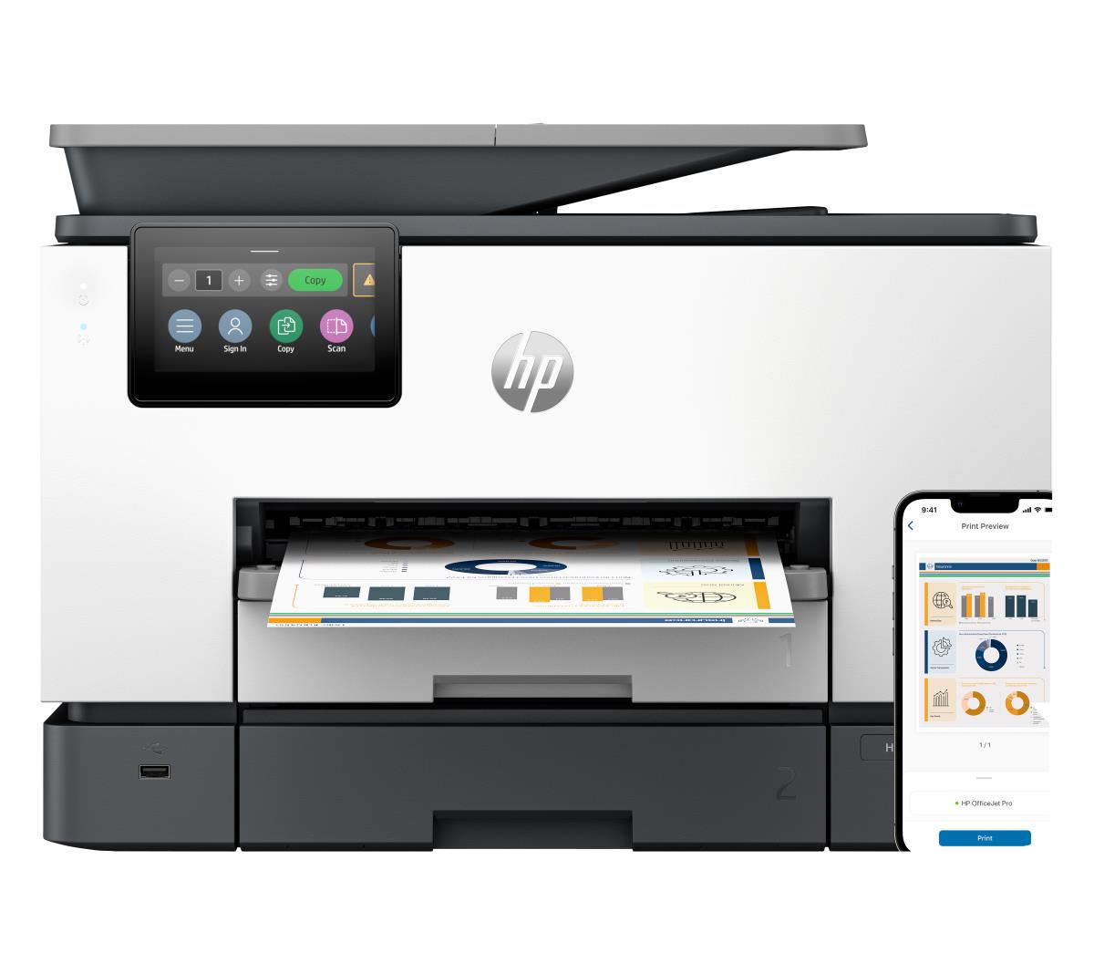 OfficeJet Pro 9130b - Color All-in-One Printer - Inkjet - A4 - USB / Wi-Fi / Bluetooth / Ethernet