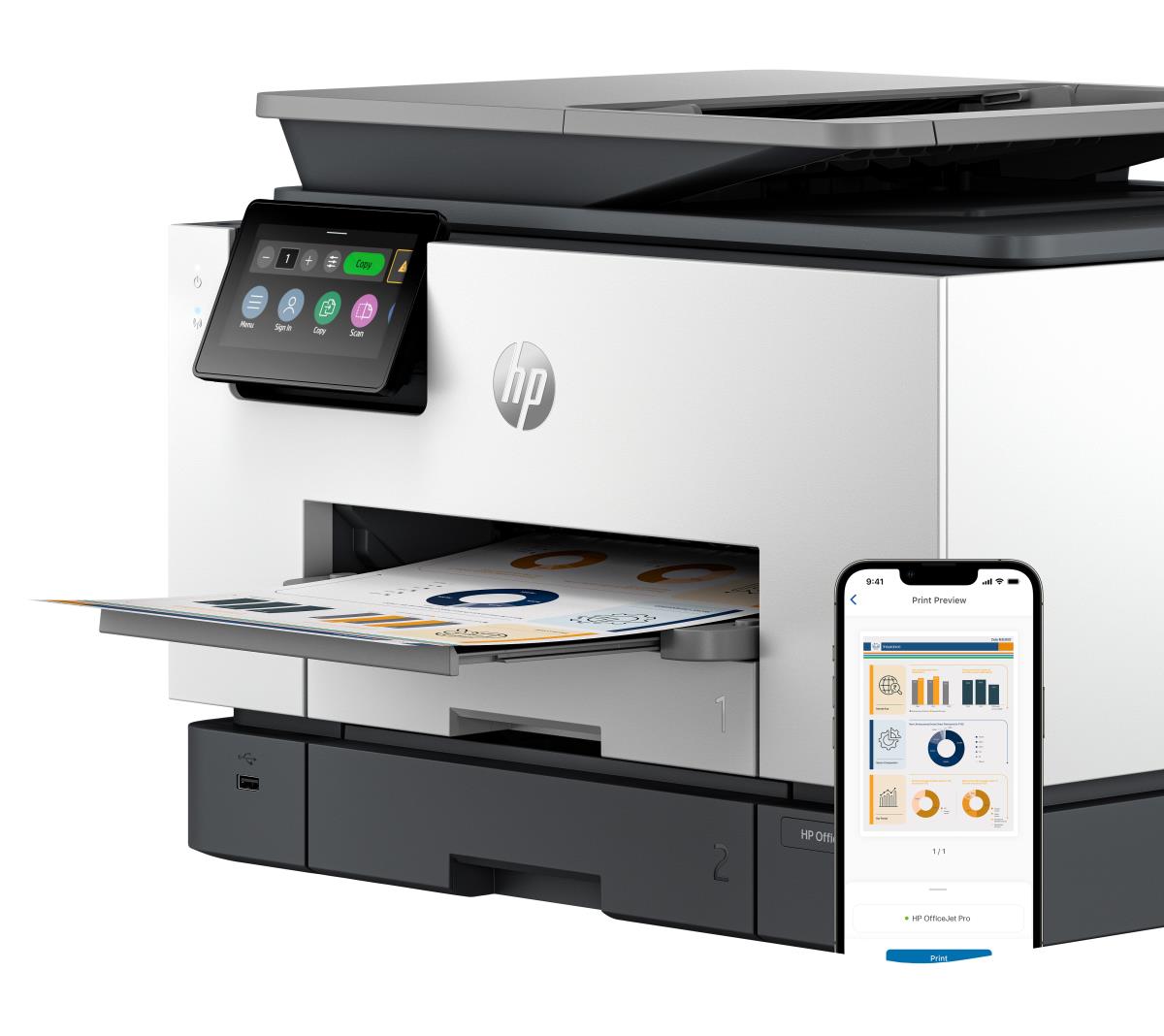 OfficeJet Pro 9130b - Color All-in-One Printer - Inkjet - A4 - USB / Wi-Fi / Bluetooth / Ethernet