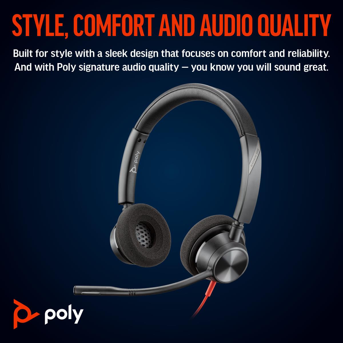 Headset Blackwire 3320-m - Stereo - USB-c - USB-C/A Adapter