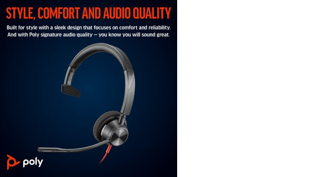 Headset Blackwire 3310 - Monaural - USB-C - USB-C/A Adapter