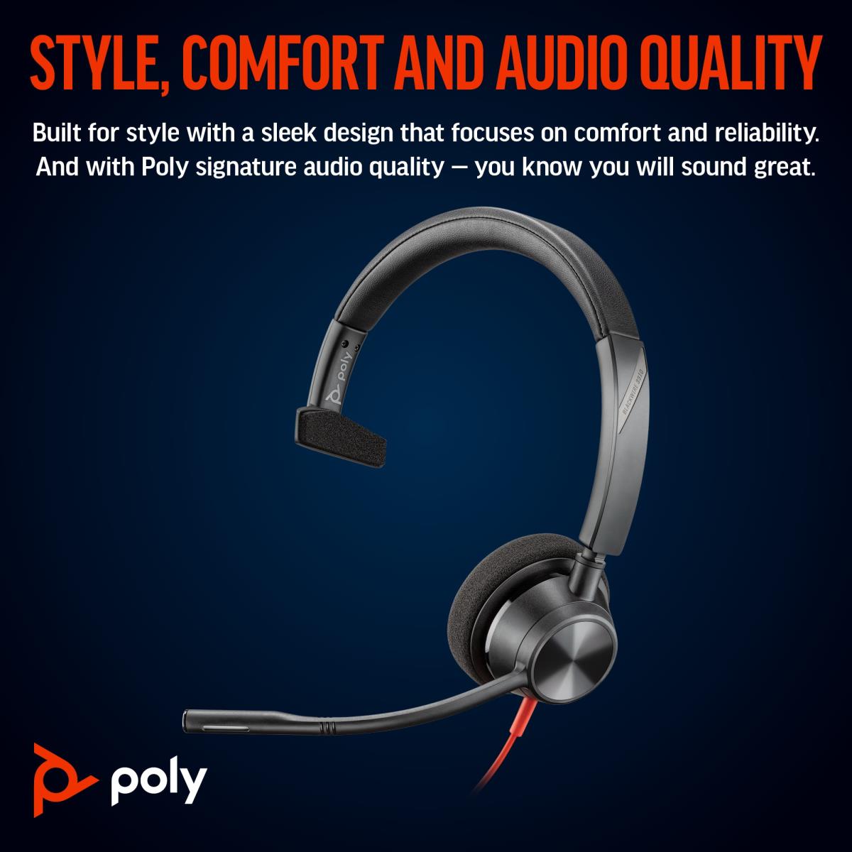Headset Blackwire 3310 - Monaural - USB-C - USB-C/A Adapter