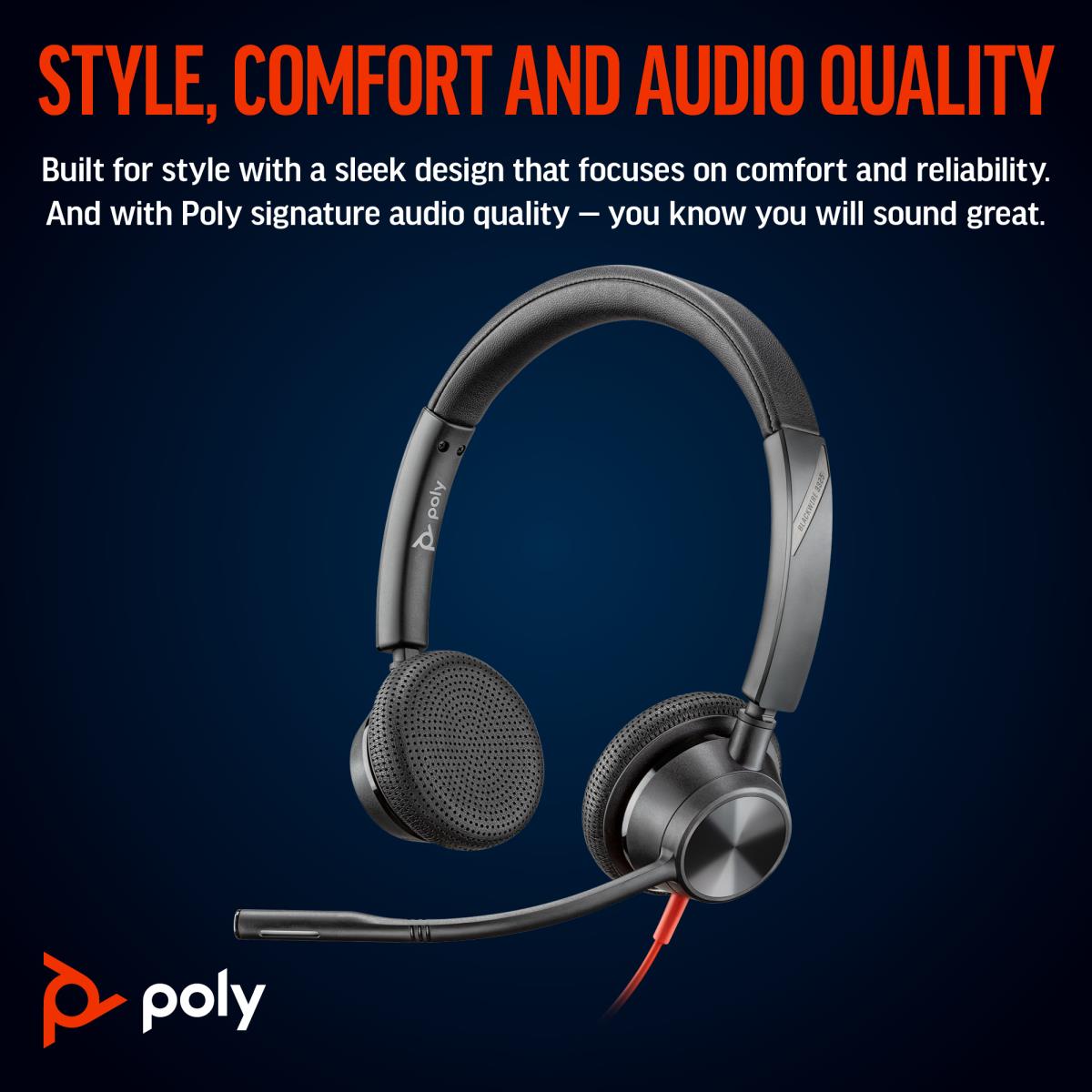 Headset Blackwire 3325-m - Stereo - USB-A / 3.5mm - USB-C/A Adapter