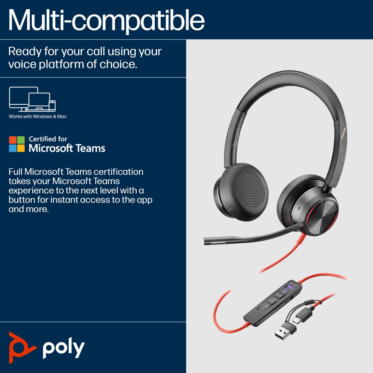 Headset Blackwire 8225-m - USB-C - USB-C/A Adapter